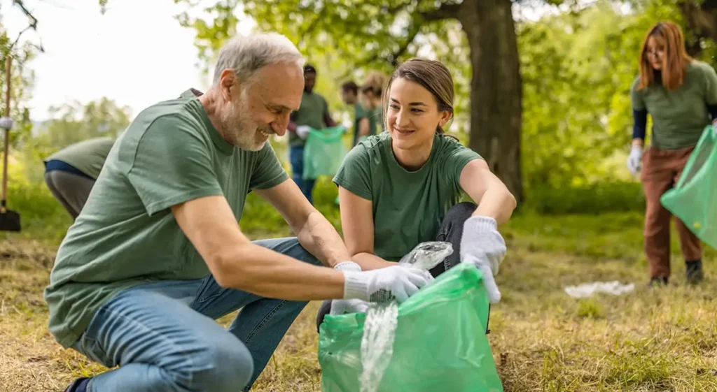 Waste sorting in progress