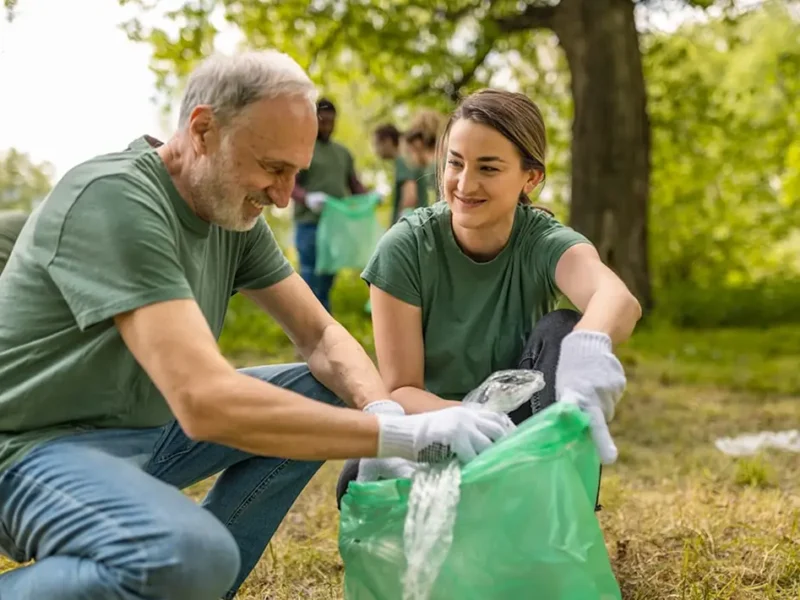 Waste sorting in progress