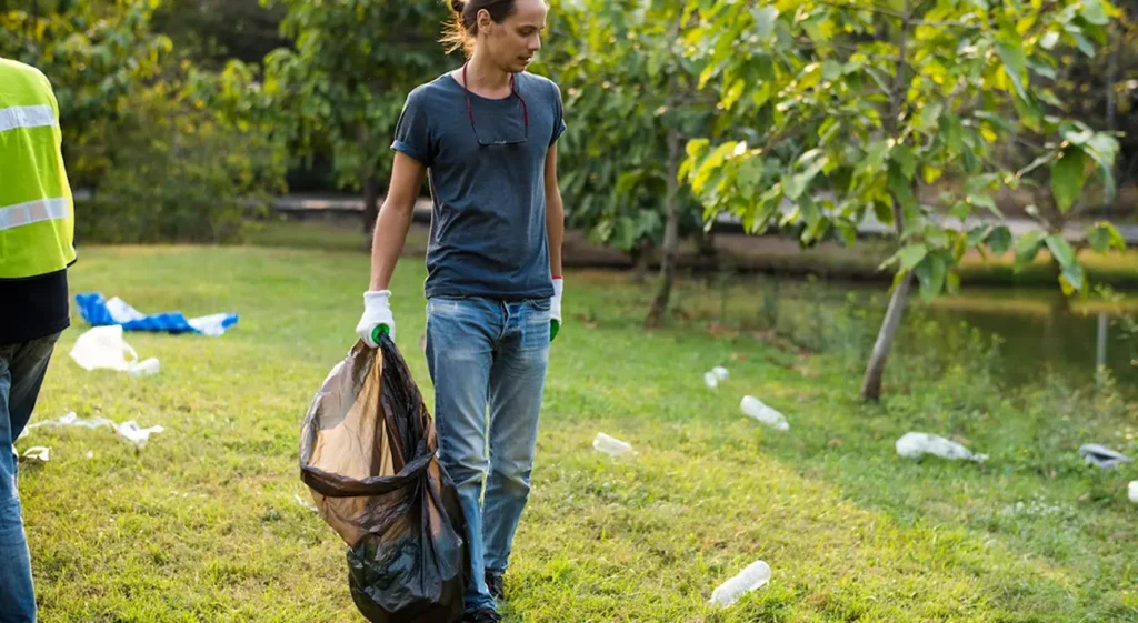 Plastic sorting in progress